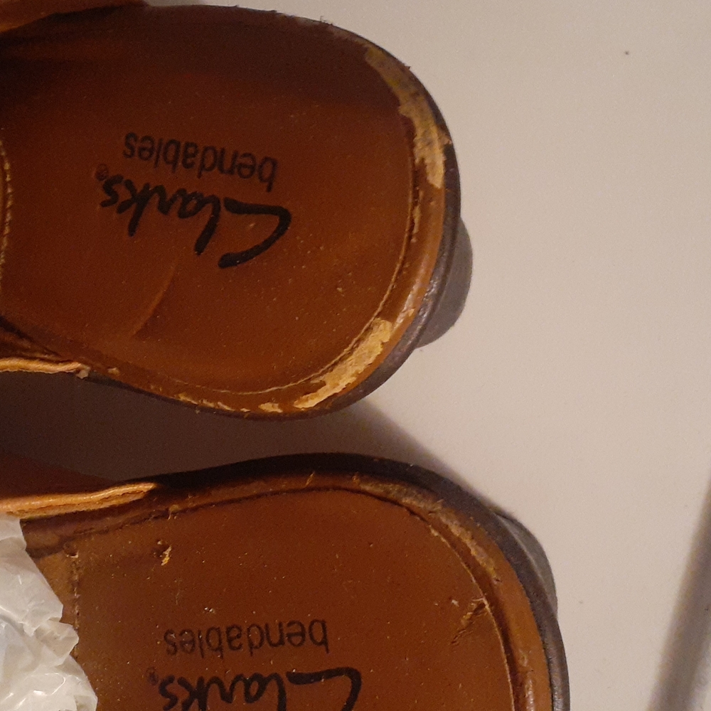 Clark's tan leather bendables clogs slipon mules size 10 - Picture 9 of 12